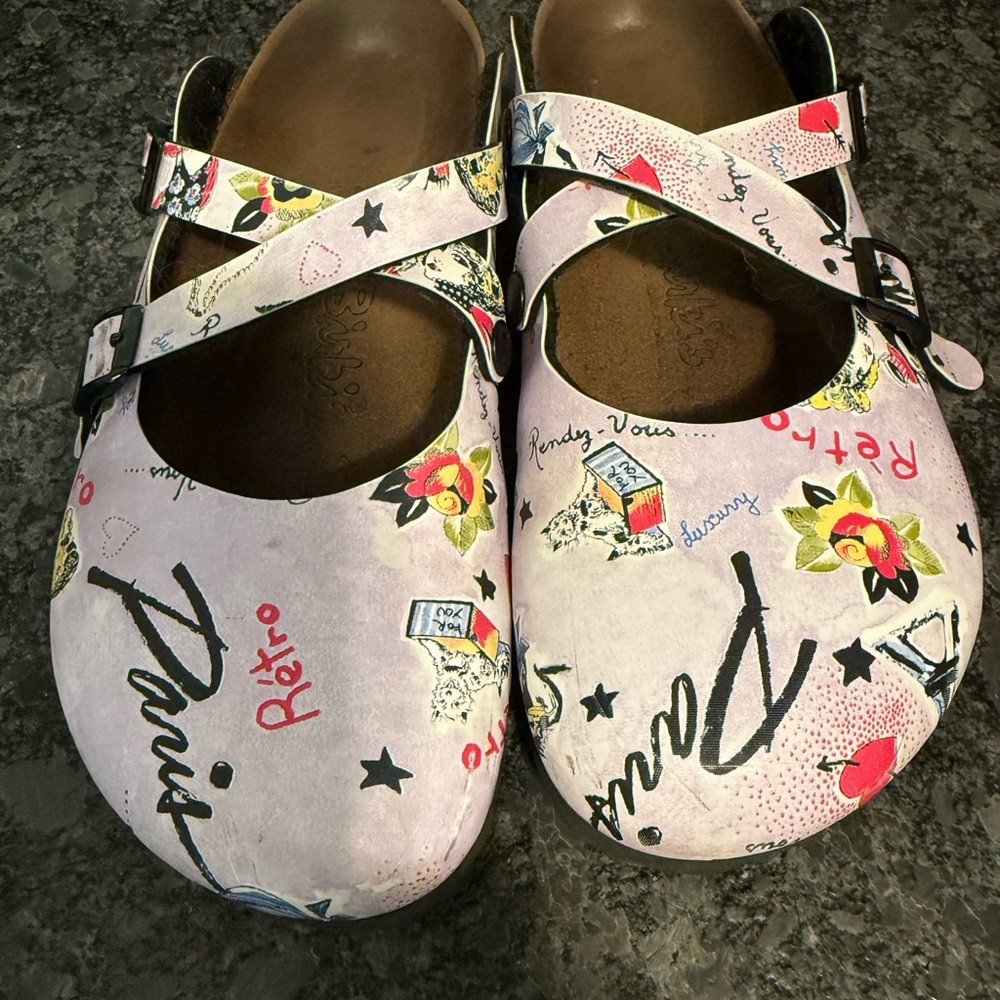 Birkenstock Pink Printed Mules